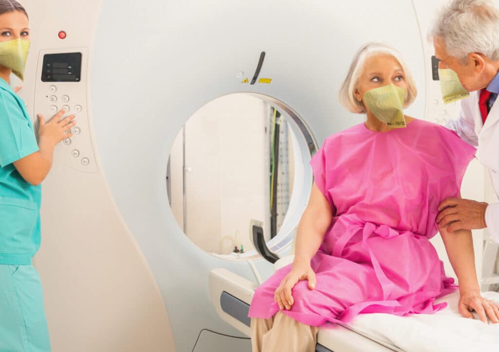 Women N95 Mask in MRI machine